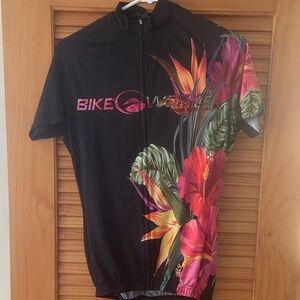 Floral Cycling Top - Black and Pink Large